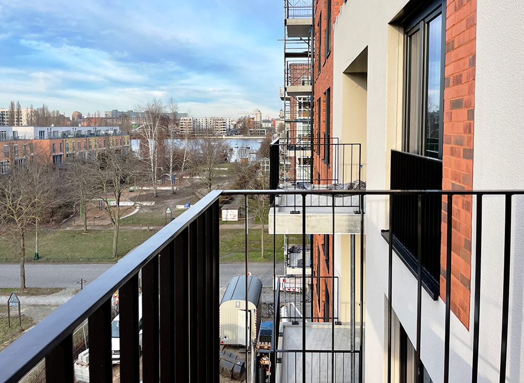 Rendering der Balkonaussicht des Immobilienprojekts Fischzug